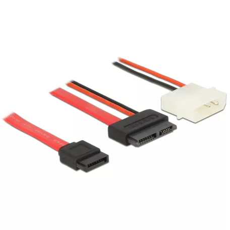 Delock kábel Slim SATA anya > SATA 7 tűs + 2 tűs tápcsatlakozó apa 50 cm