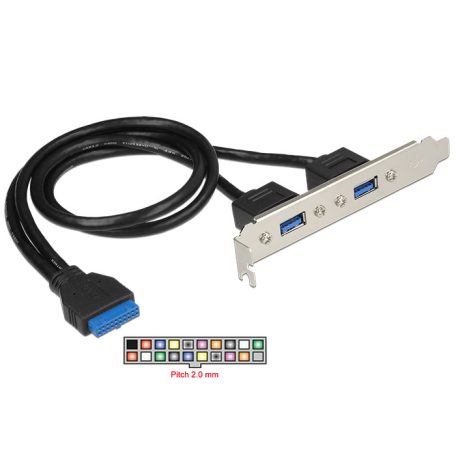 Delock Nyíláskeret, 1 x 19 tűs USB 3.0-es csatlakozóhüvely, belső > 2 ...