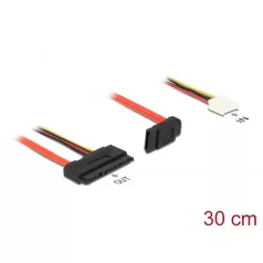   Delock SATA-kábel, 6 Gb/s, 7 tus csatlakozóhüvely + 4 tus Floppy-csatlakozóhüvely (5 V + 12 V) > SAT