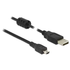   Delock USB 2.0-s kábel A-típusú csatlakozódugóval > USB 2.0 Mini-B csatlakozódugóval, 1,5 m, fekete
