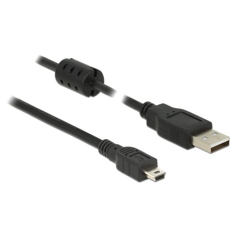 Delock USB 2.0-s kábel A-típusú csatlakozódugóval > USB 2.0 Mini-B csatlakozódugóval, 3,0 m, fekete
