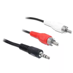  Delock Hangkábel, 3,5 mm-es sztereó csatlakozódugó > 2 x RCA-csatlakozódugó, 3 m