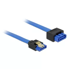   Delock SATA-bovítokábel, 6 Gb/s, hüvely, egyenes > SATA dugó, egyenes, 50 cm, kék, reteszes típusú