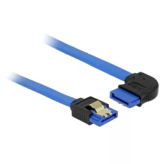   Delock SATA-kábel, 6 Gb/s, hüvely, egyenes > SATA hüvely, jobbra nézo csatlakozódugóval, 20 cm, kék
