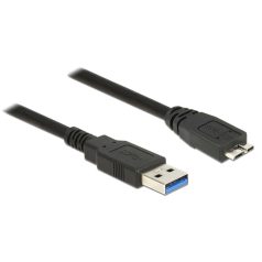   Delock USB 3.0-s kábel A-típusú csatlakozódugóval > USB 3.0-s, Micro-B-típusú csatlakozódugóval, 0,5