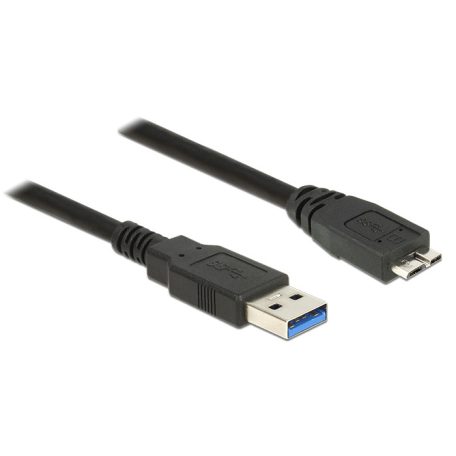 Delock USB 3.0-s kábel A-típusú csatlakozódugóval > USB 3.0-s, Micro-B-típusú csatlakozódugóval, 0,5