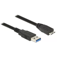   Delock USB 3.0-s kábel A-típusú csatlakozódugóval > USB 3.0-s, Micro-B-típusú csatlakozódugóval, 2,0