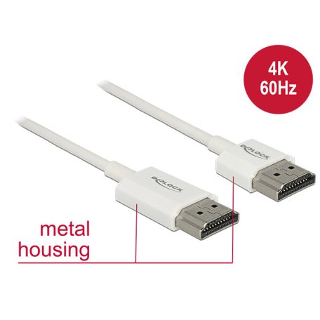 Delock HDMI-kábel Ethernettel - HDMI-A-csatlakozódugó > HDMI-A-csatlakozódugó, 3D, 4K, 3 m, vékony