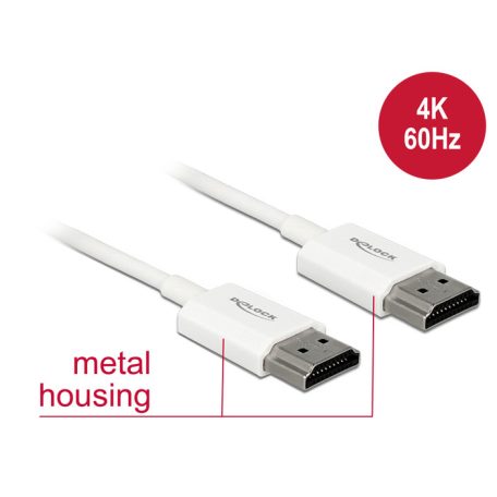 Delock HDMI-kábel Ethernettel - HDMI-A-csatlakozódugó > HDMI-A-csatlakozódugó, 3D, 4K, 4,5 m, vékony