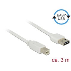   Delock Kábel, EASY-USB 2.0-s A-típusú csatlakozódugó > USB 2.0-s B-típusú csatlakozódugó, 3 m, fehér