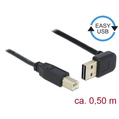Delock Kábel EASY-USB 2.0-s A típusú csatlakozódugó, ívelt felfelé / lefelé > USB 2.0-s B-típusú csa