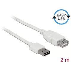   Delock Bovíto kábel EASY-USB 2.0-s A típusú csatlakozódugó > USB 2.0 A-típusú hüvely fehér 2 m