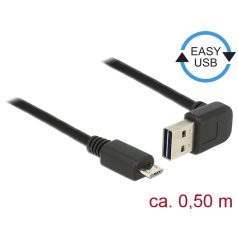   Delock Kábel EASY-USB 2.0-s A típusú csatlakozódugó, ívelt felfelé / lefelé > USB 2.0-s Micro-B-típu