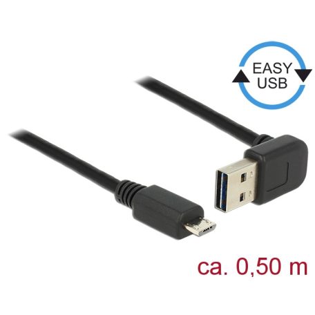 Delock Kábel EASY-USB 2.0-s A típusú csatlakozódugó, ívelt felfelé / lefelé > USB 2.0-s Micro-B-típu
