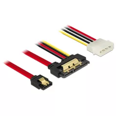   Delock SATA-kábel, 6 Gb/s, 7 tus csatlakozóhüvely + 4 tus Molex-csatlakozódugó > 22 tus SATA-csatlak