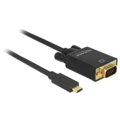   Delock Kábel USB Type-C csatlakozódugó > VGA csatlakozódugó (DP váltakozó) Full HD 1080p,2 m,fekete