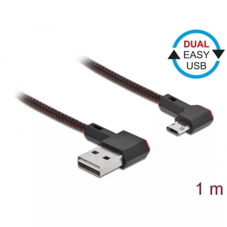 Delock EASY-USB 2.0 kábel A-típusú csatlakozódugó - EASY-USB Micro-B típusú csatlakozódugó, ívelt ba