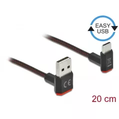   Delock EASY-USB 2.0 kábel A-típusú csatlakozódugó - USB Type-C™ csatlakozódugó, ívelt felfelé / lefe