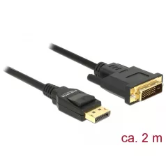   Delock Kábel Displayport 1.2 dugó > DVI 24+1 dugó passzív 2 m fekete