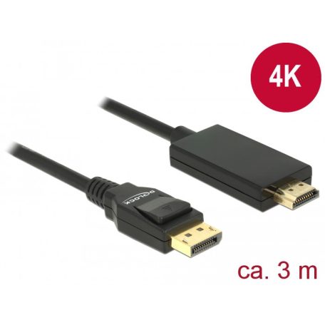 Delock Kábel Displayport 1.2 dugó > High Speed HDMI-A dugó passzív 4K 3 ...