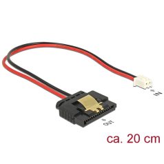   Delock Tápkábel, 2 tűs csatlakozóhüvely > 1 x 15 tűs SATA-aljzat (5 V), fém, 20 cm