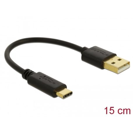 Delock Töltő kábel USB A-típusú - USB Type-C  csatlakozó végekkel 15 cm