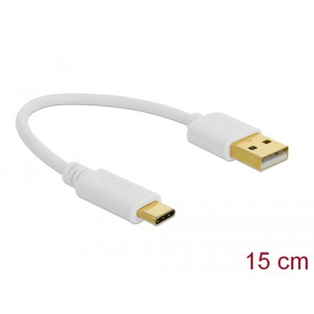 Delock Töltokábel USB A - USB Type-C  csatlakozó végekkel 15 cm