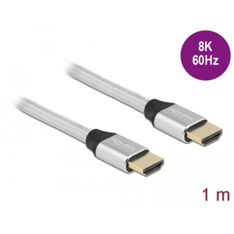 Delock Ultra nagy sebességű HDMI kábel 48 Gbps 8K 60 Hz ezüst 1 m tanúsítvánnyal