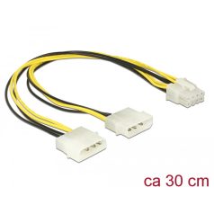   Delock Tápkábelt 2 x 4 tűs Molex apa csatlakozó > 8 érintkezős EPS dugó 30 cm