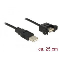   Delock Kábel, USB 2.0-s A típusú bementi csatlakozós > USB 2.0-s A-típusú csatlakozóhüvely, panelrög