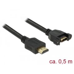   Delock Kábel, HDMI-A dugó > HDMI-A hüvely, panelrögzítés, 4K 30 Hz 0,5 m