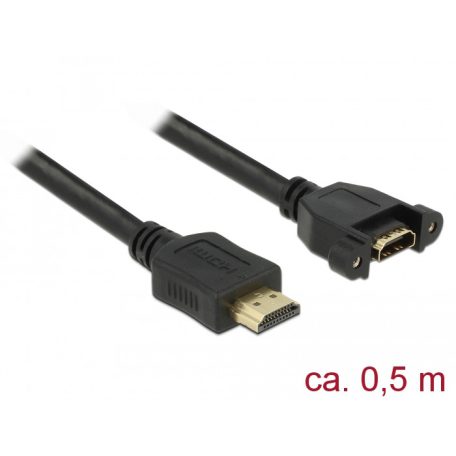 Delock Kábel, HDMI-A dugó > HDMI-A hüvely, panelrögzítés, 4K 30 Hz 0,5 m