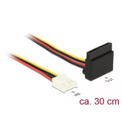  Delock Tápkábel, 4 tűs Floppy-csatlakozóhüvely > 15 tűs SATA-csatlakozóhüvely, fém, 30 cm