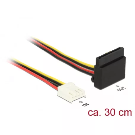 Delock Tápkábel, 4 tűs Floppy-csatlakozóhüvely > 15 tűs SATA-csatlakozóhüvely, fém, 30 cm
