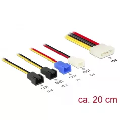   Delock Tápkábel 4 tűs apa Molex csatlakozó > 4 x 2 tűs ventilátor csatlakozó (12 V / 7 V / 5 V) 20 c