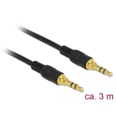   Delock Sztereó Jack Kábel 3,5 mm 3 tűs férfi > férfi 3 m fekete