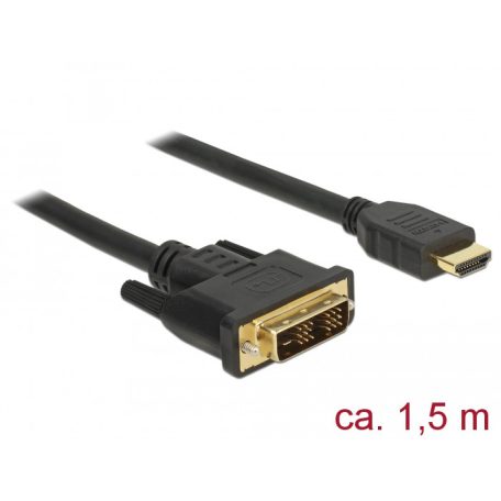 Delock Kábel DVI 18+1 csatlakozódugóval > HDMI-A csatlakozódugóval, 1,5 ...