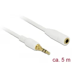   Delock Sztereó jack hosszabbító kábel 3,5 mm 3-tűs apa > anya 5 m hosszú fehér