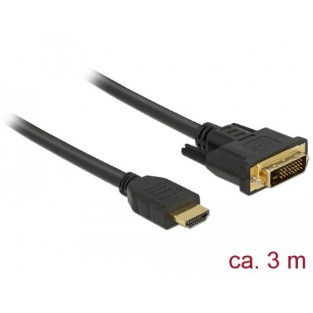 Delock HDMI - DVI 24+1 kétirányú kábel 3 m