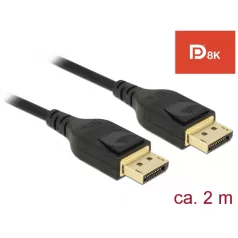   Delock DisplayPort kábel 8K 60 Hz 2 m DP 8K tanúsítvánnyal