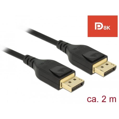 Delock DisplayPort kábel 8K 60 Hz 2 m DP 8K tanúsítvánnyal