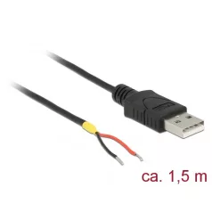   Delock Kábel USB 2.0 A-típusú csatlakozódugóval > 2 db nyitott vezetékkel, 1,5 m Raspberry Pi