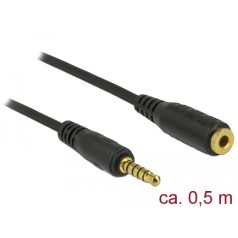   Delock 5 tűs apa-anya sztereó jack hosszabbító kábel 3,5 mm-es átmérő, 0,5 m hosszú fekete