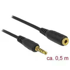   Delock 5 tűs apa-anya sztereó jack hosszabbító kábel 3,5 mm-es átmérő, 0,5 m hosszú fekete