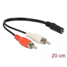  Delock Audio (Hang)kábel 2 x RCA apa – 1 x 3,5 mm 3 tűs Sztereo Jack 20 cm
