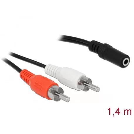 Delock Audio (Hang)kábel 2 x RCA apa – 1 x 3,5 mm 3 tűs Sztereo Jack 1,4 m