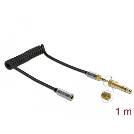 Delock Összecsavart kábelbővítmény 3,5 mm 3 tűs Sztereo Jack apa – Sztereo Jack anya 6,35 mm csavar