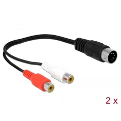   Delock DIN kábel dióda 5 tűs csatlakozó - 2 x RCA anya csatlakozó 20 cm