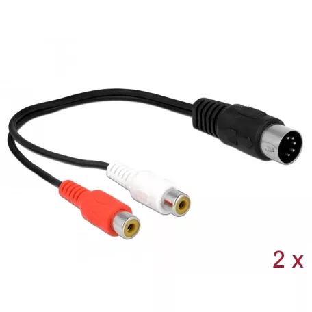 Delock DIN kábel dióda 5 tűs csatlakozó - 2 x RCA anya csatlakozó 20 cm