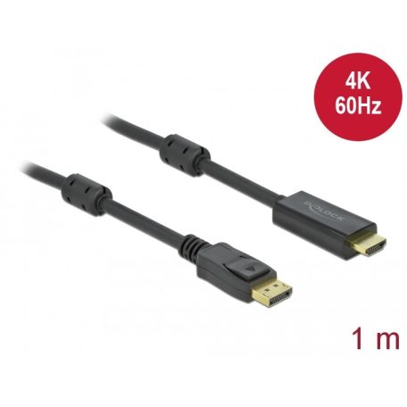 Delock Aktív DisplayPort 1.2 - HDMI kábel 4K 60 Hz 1 méter hosszú